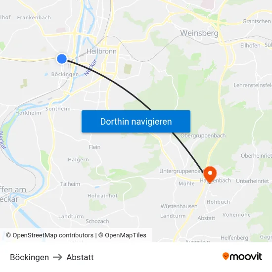 Böckingen to Abstatt map
