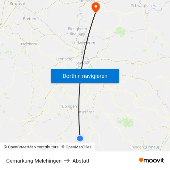 Gemarkung Melchingen to Abstatt map