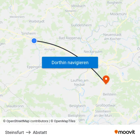 Steinsfurt to Abstatt map