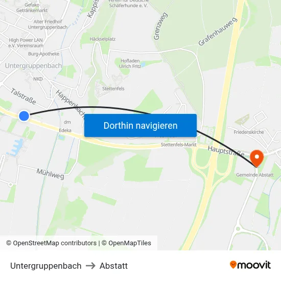 Untergruppenbach to Abstatt map