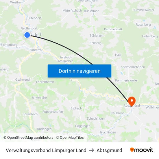 Verwaltungsverband Limpurger Land to Abtsgmünd map