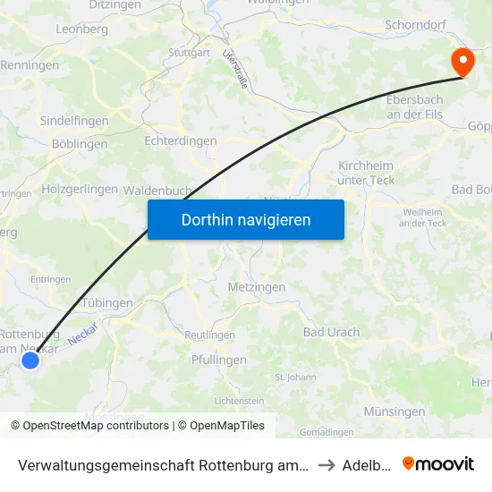 Verwaltungsgemeinschaft Rottenburg am Neckar to Adelberg map