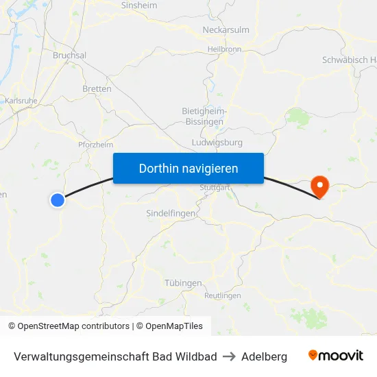 Verwaltungsgemeinschaft Bad Wildbad to Adelberg map