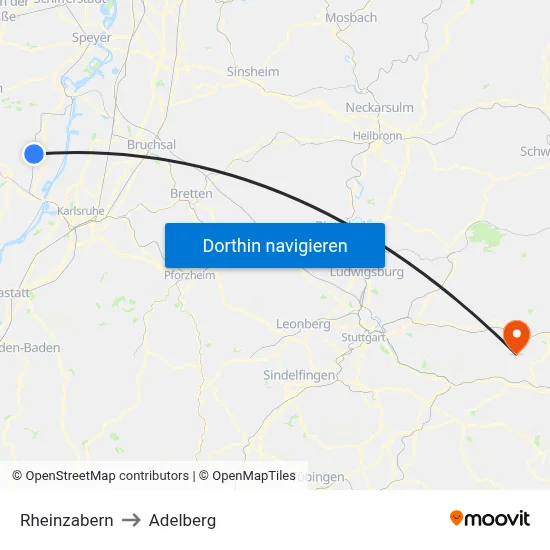 Rheinzabern to Adelberg map