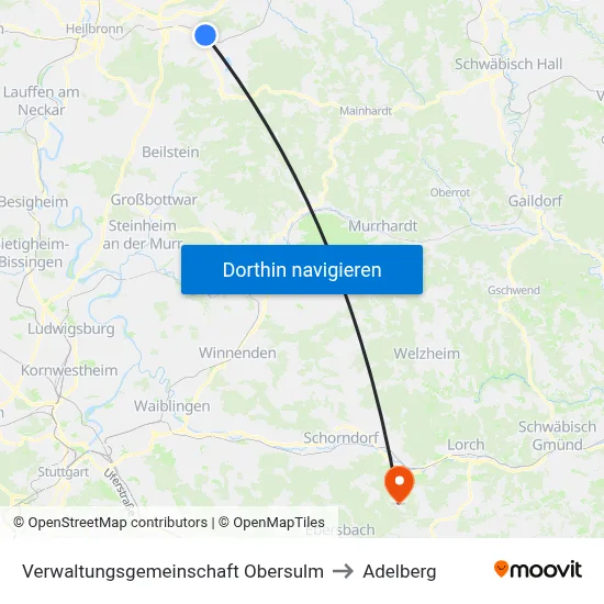 Verwaltungsgemeinschaft Obersulm to Adelberg map