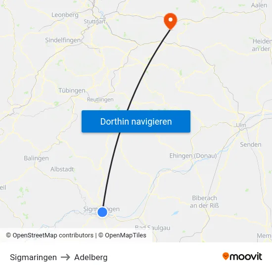 Sigmaringen to Adelberg map