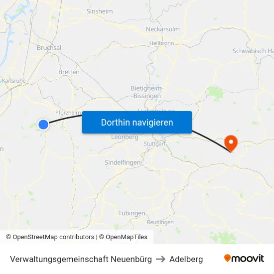 Verwaltungsgemeinschaft Neuenbürg to Adelberg map