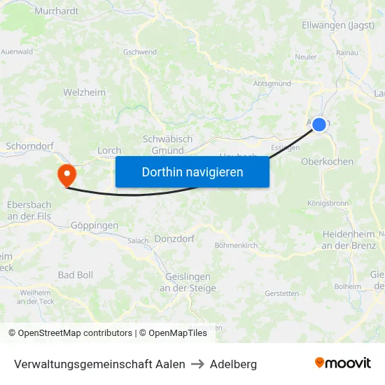 Verwaltungsgemeinschaft Aalen to Adelberg map