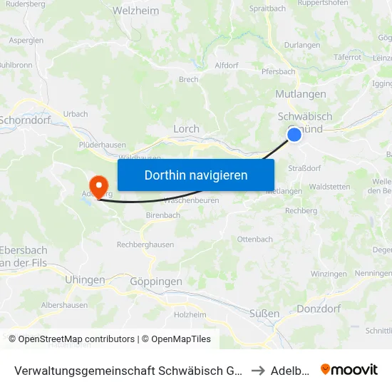 Verwaltungsgemeinschaft Schwäbisch Gmünd to Adelberg map