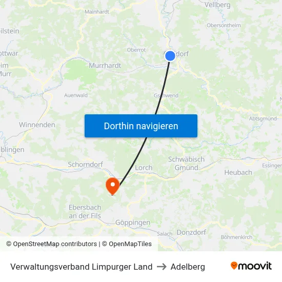 Verwaltungsverband Limpurger Land to Adelberg map