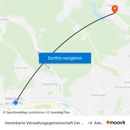 Vereinbarte Verwaltungsgemeinschaft Der Stadt Ebersbach An Der Fils to Adelberg map