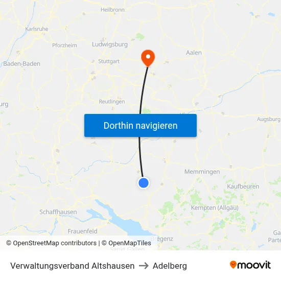 Verwaltungsverband Altshausen to Adelberg map