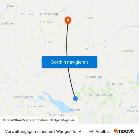 Verwaltungsgemeinschaft Wangen Im Allgäu to Adelberg map