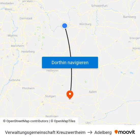 Verwaltungsgemeinschaft Kreuzwertheim to Adelberg map