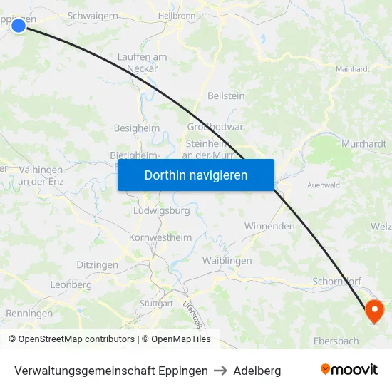 Verwaltungsgemeinschaft Eppingen to Adelberg map