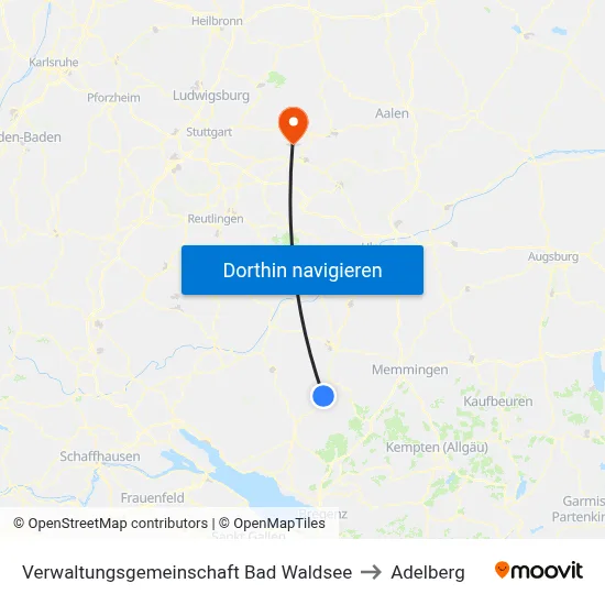 Verwaltungsgemeinschaft Bad Waldsee to Adelberg map