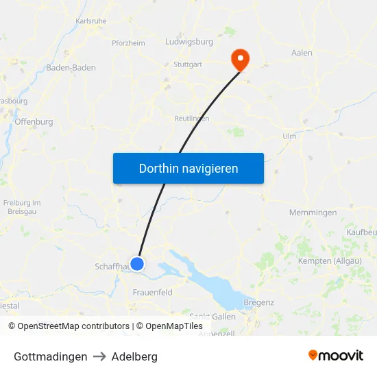 Gottmadingen to Adelberg map