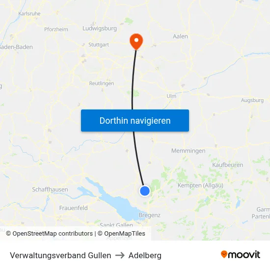 Verwaltungsverband Gullen to Adelberg map