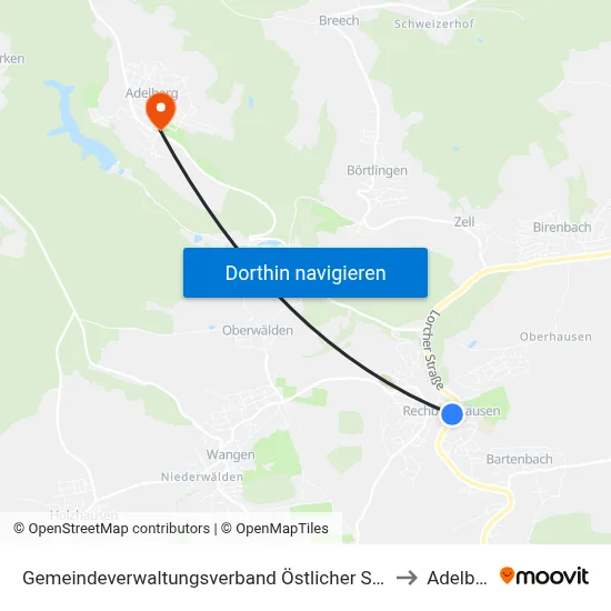 Gemeindeverwaltungsverband Östlicher Schurwald to Adelberg map