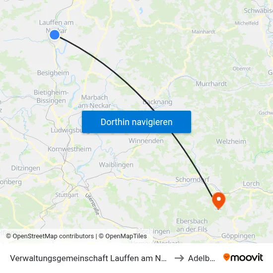 Verwaltungsgemeinschaft Lauffen am Neckar to Adelberg map