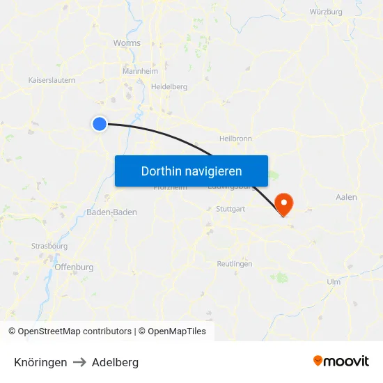 Knöringen to Adelberg map