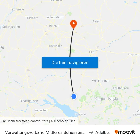 Verwaltungsverband Mittleres Schussental to Adelberg map