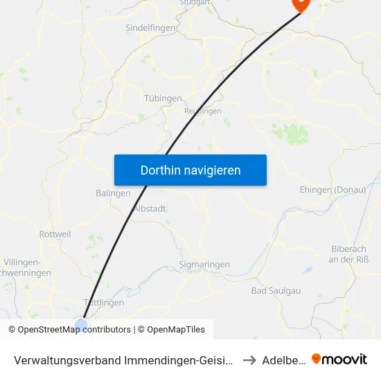 Verwaltungsverband Immendingen-Geisingen to Adelberg map