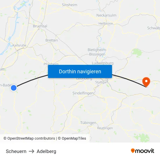 Scheuern to Adelberg map