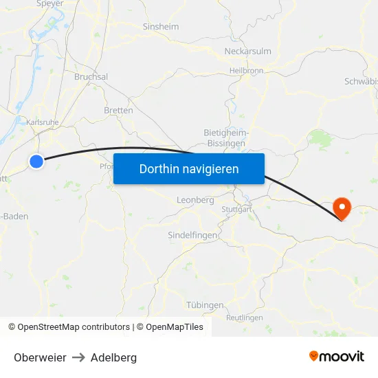 Oberweier to Adelberg map