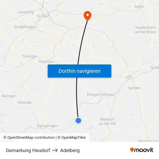 Gemarkung Heudorf to Adelberg map