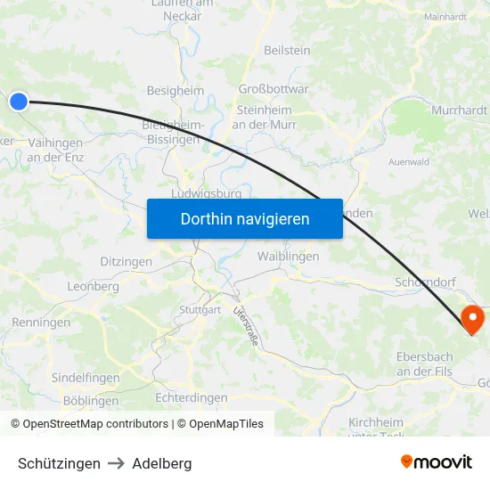 Schützingen to Adelberg map
