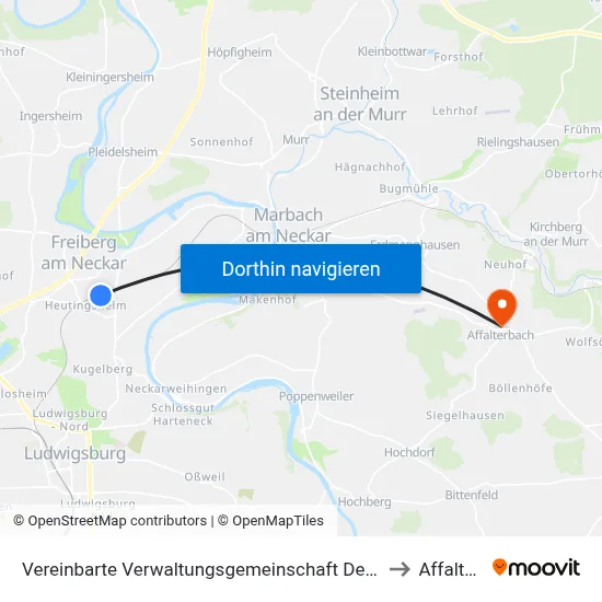Vereinbarte Verwaltungsgemeinschaft Der Stadt Freiberg am Neckar to Affalterbach map