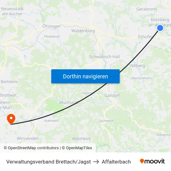 Verwaltungsverband Brettach/Jagst to Affalterbach map