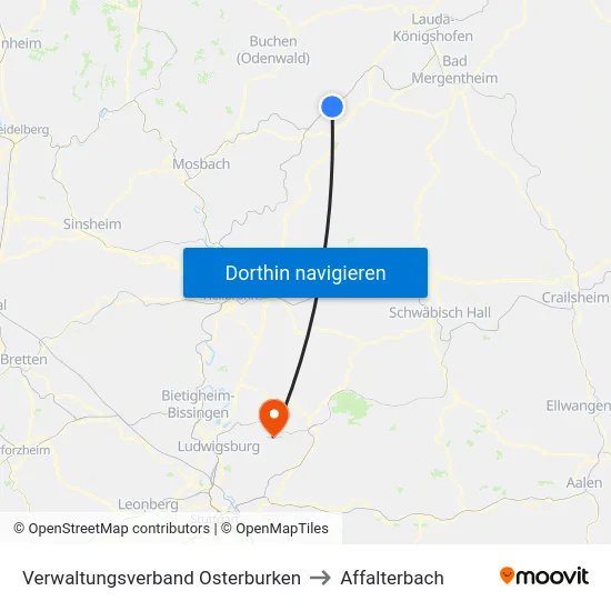 Verwaltungsverband Osterburken to Affalterbach map