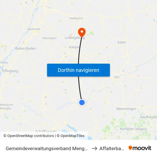 Gemeindeverwaltungsverband Mengen to Affalterbach map