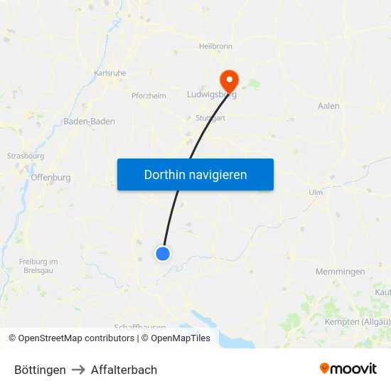 Böttingen to Affalterbach map