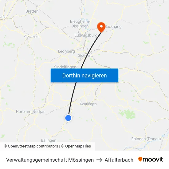 Verwaltungsgemeinschaft Mössingen to Affalterbach map