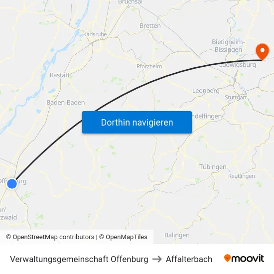 Verwaltungsgemeinschaft Offenburg to Affalterbach map