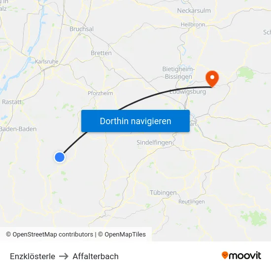 Enzklösterle to Affalterbach map