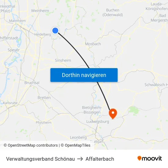 Verwaltungsverband Schönau to Affalterbach map