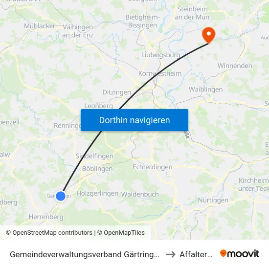 Gemeindeverwaltungsverband Gärtringen/Ehningen to Affalterbach map