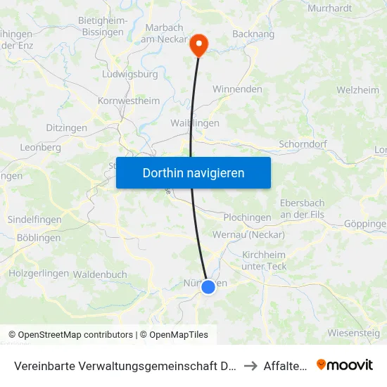 Vereinbarte Verwaltungsgemeinschaft Der Stadt Nürtingen to Affalterbach map