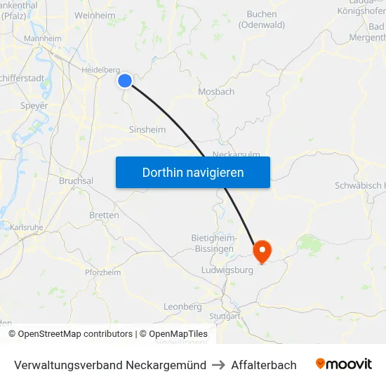 Verwaltungsverband Neckargemünd to Affalterbach map