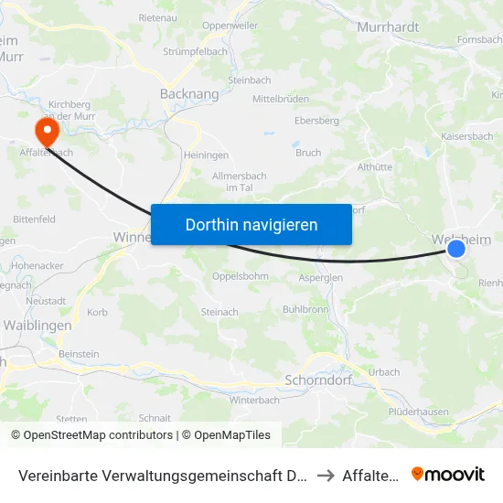 Vereinbarte Verwaltungsgemeinschaft Der Stadt Welzheim to Affalterbach map