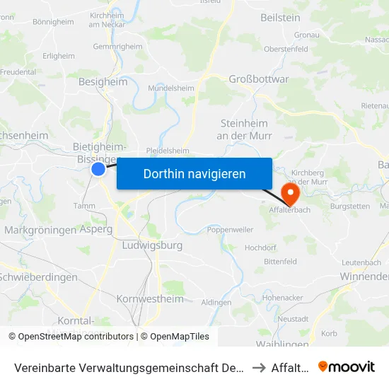 Vereinbarte Verwaltungsgemeinschaft Der Stadt Bietigheim-Bissingen to Affalterbach map