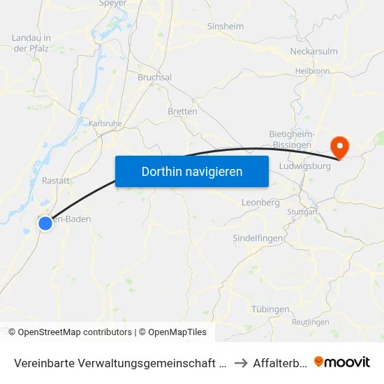 Vereinbarte Verwaltungsgemeinschaft Sinzheim to Affalterbach map