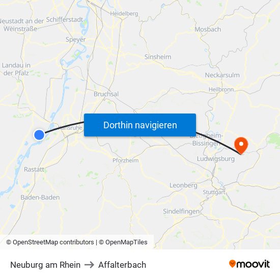 Neuburg am Rhein to Affalterbach map