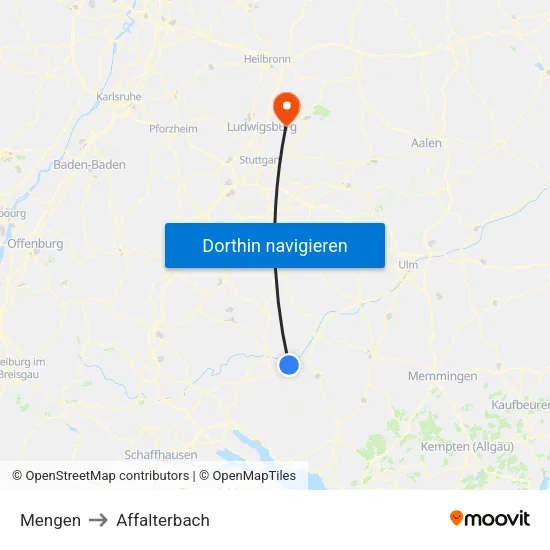 Mengen to Affalterbach map