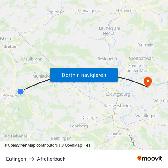 Eutingen to Affalterbach map