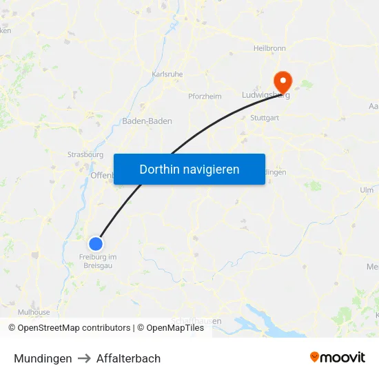 Mundingen to Affalterbach map